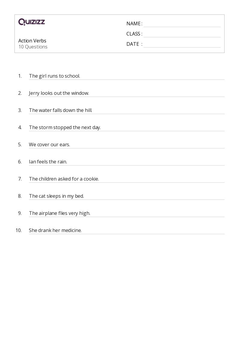 50+ Action Verbs worksheets for 2nd Grade on Quizizz Free & Printable