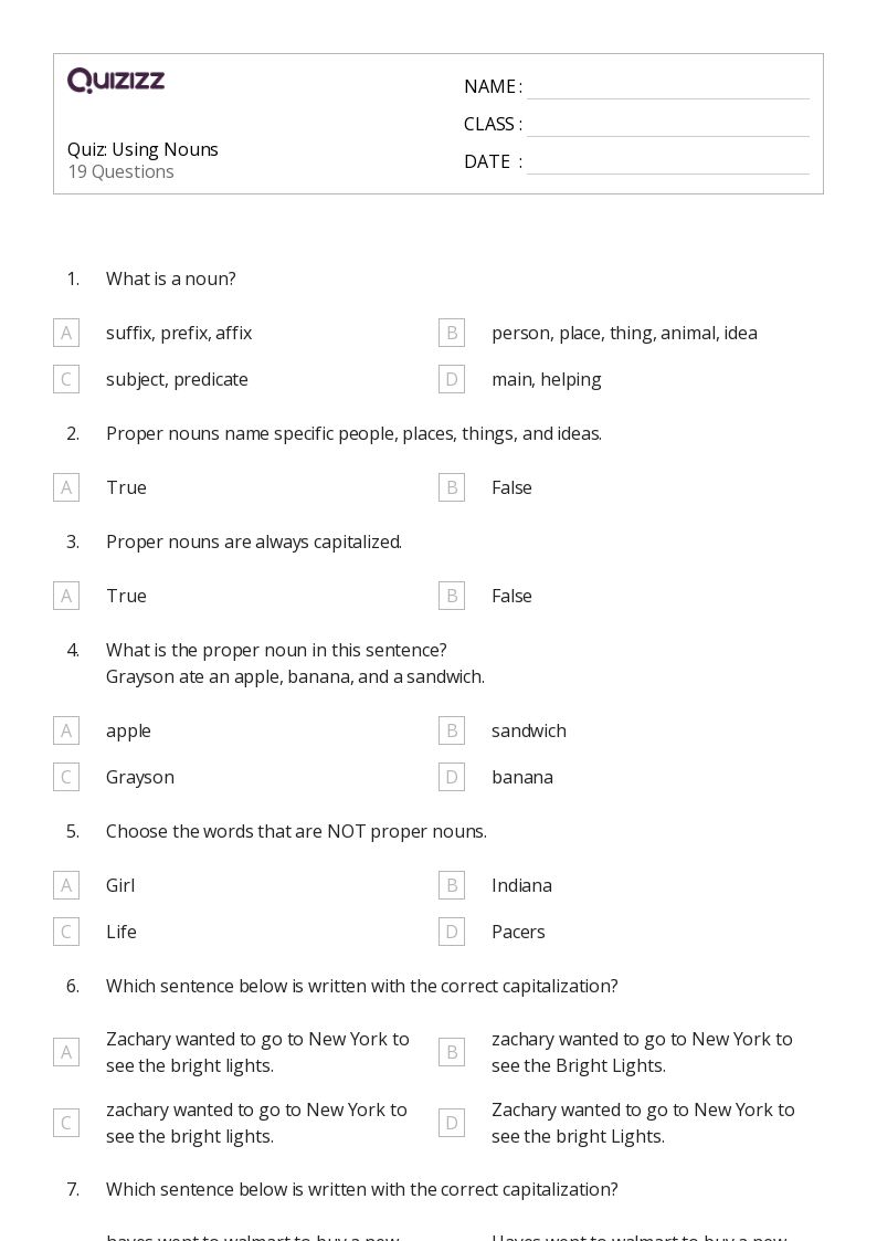 50+ Abstract Nouns worksheets for 8th Grade on Quizizz Free & Printable