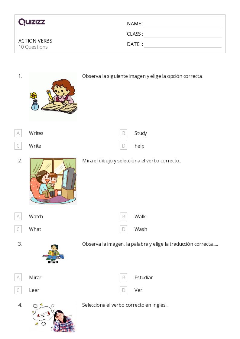 50+ Action Verbs worksheets for 1st Grade on Quizizz Free & Printable