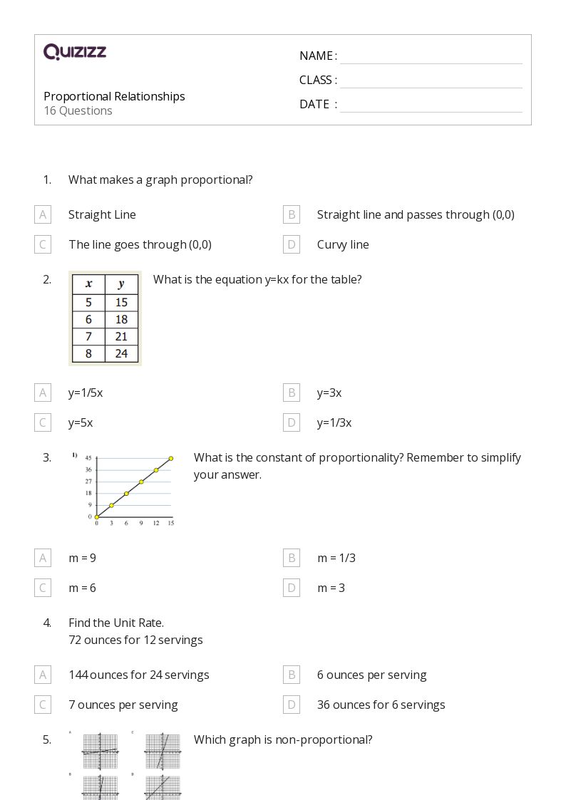 50+ Proportional Relationships worksheets for 7th Class on Quizizz
