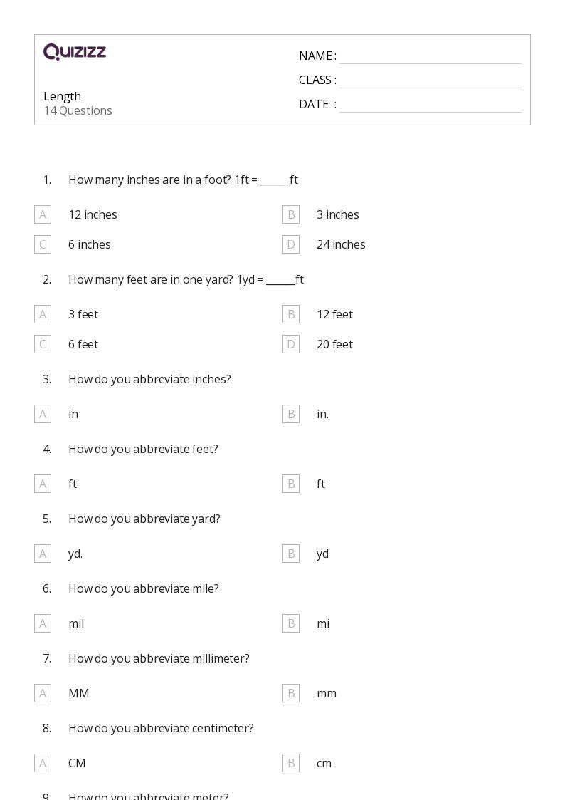 50+ Comparing Length worksheets for 4th Grade on Quizizz Free & Printable