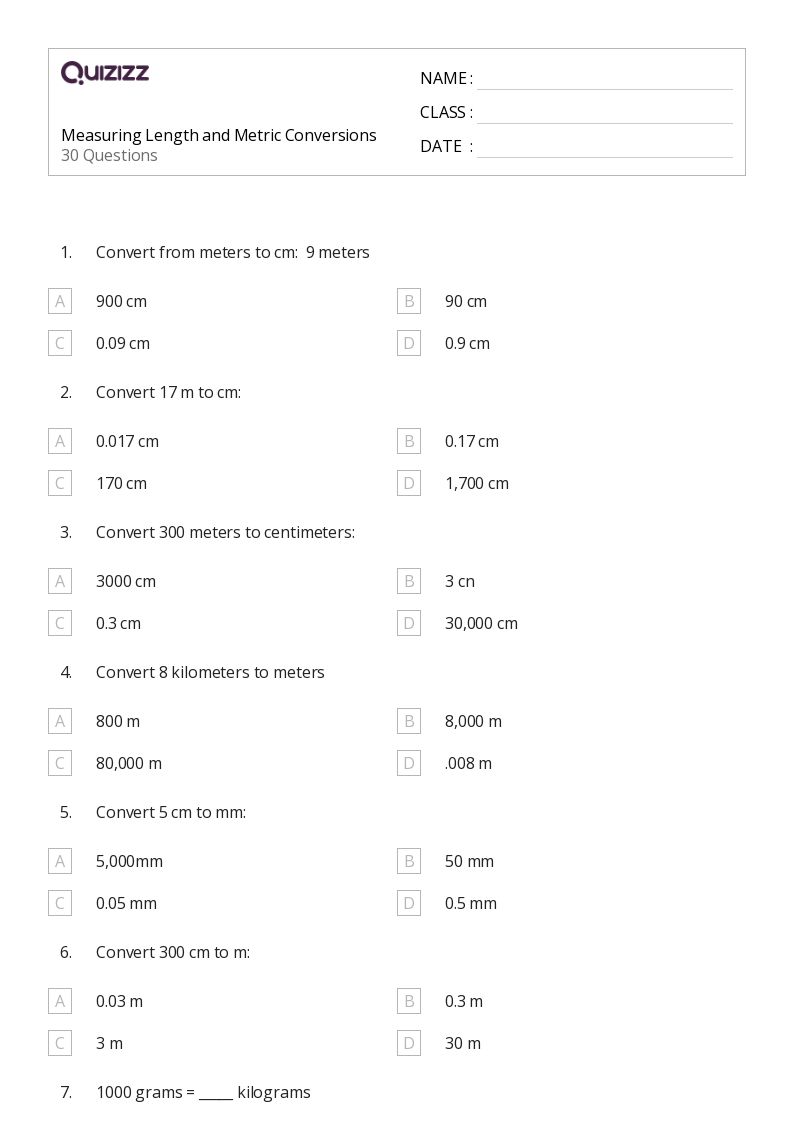 50+ Measuring Length worksheets for 6th Grade on Quizizz Free & Printable
