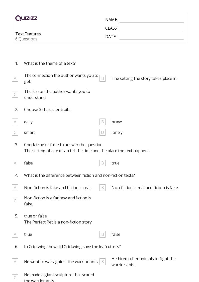 50+ Using Text Features worksheets for Grade 1 on Quizizz Free & Printable
