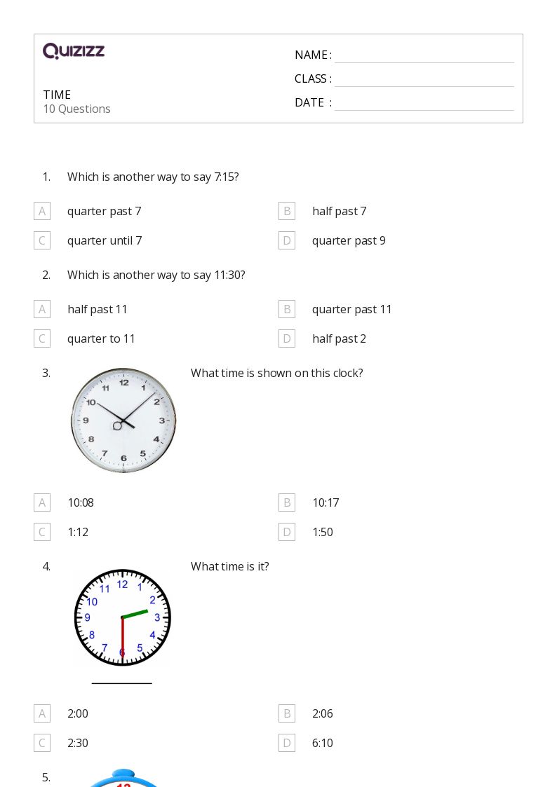 50+ Time worksheets for 5th Class on Quizizz Free & Printable