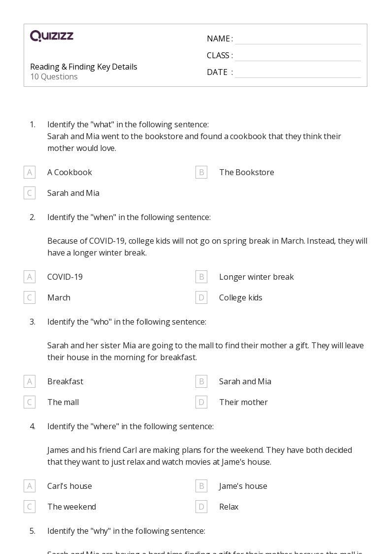 50+ Relevant Details worksheets for 2nd Grade on Quizizz Free & Printable