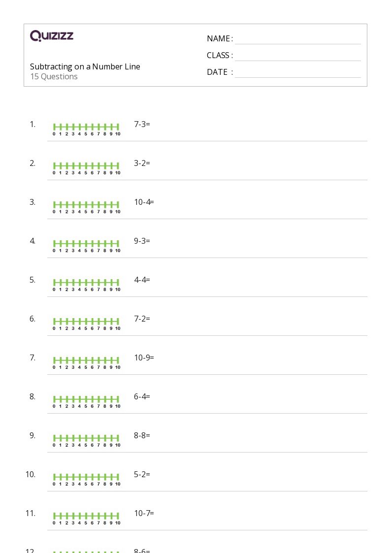 50+ Subtraction on a Number Line worksheets for Kindergarten on Quizizz