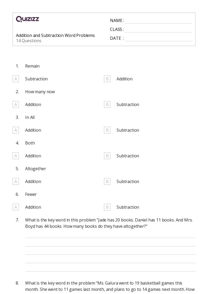 50+ Subtraction Word Problems worksheets for 6th Grade on Quizizz Free & Printable
