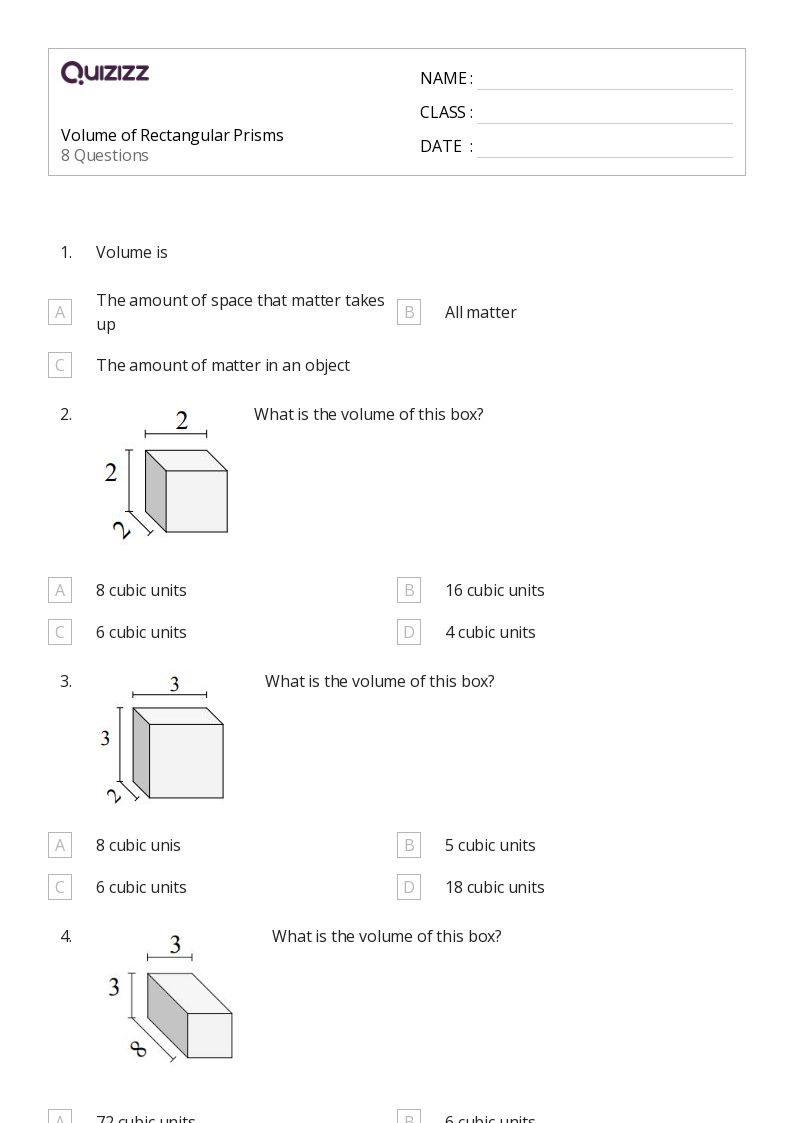 50+ Rectangular Prisms worksheets for 3rd Grade on Quizizz Free & Printable