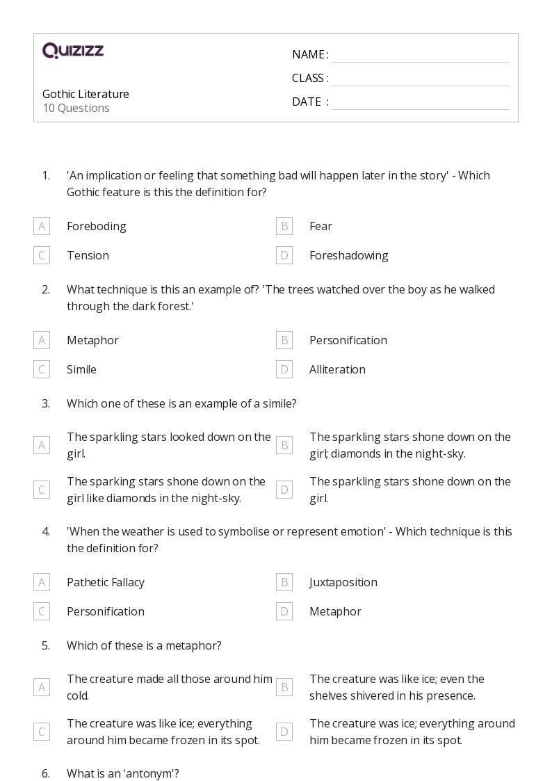50+ Literature Books, Stories worksheets for 9th Year on Quizizz