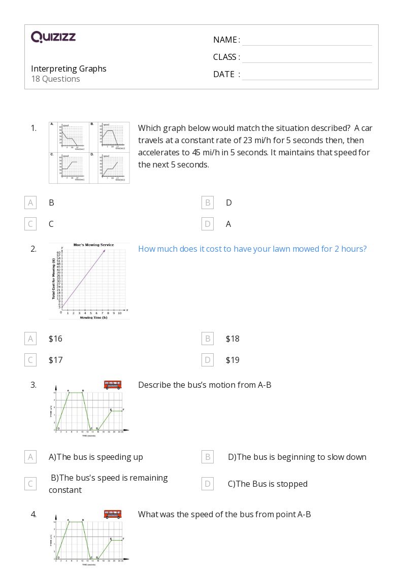 50+ Interpreting Graphs worksheets for 7th Grade on Quizizz Free & Printable
