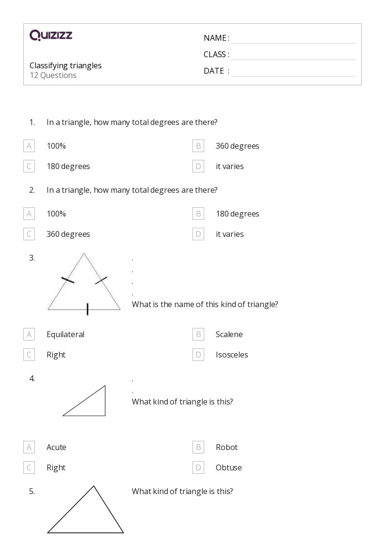 50+ Triangles worksheets for 6th Class on Quizizz Free & Printable