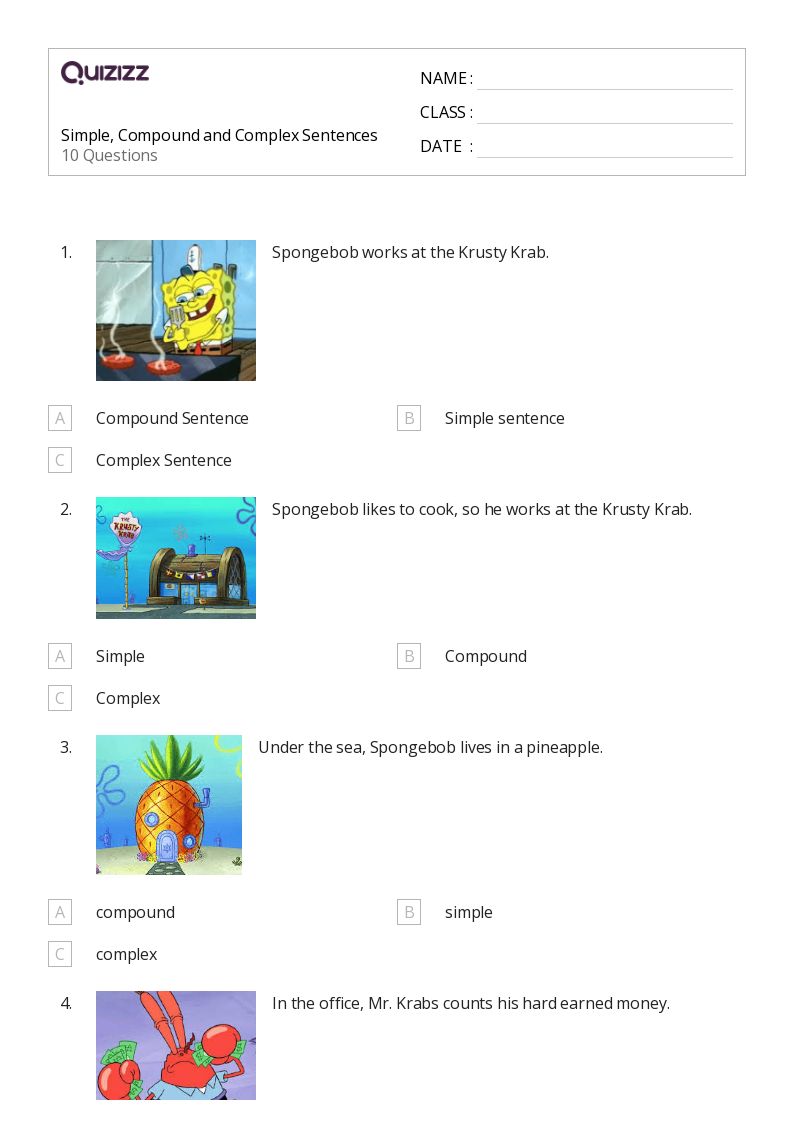 50+ Simple, Compound, and Complex Sentences worksheets for 3rd Grade on Quizizz Free & Printable
