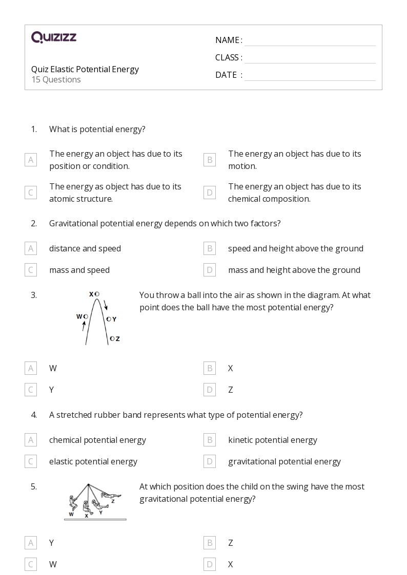 50+ spring potential energy and hookes law worksheets for 11th Class on Quizizz Free & Printable