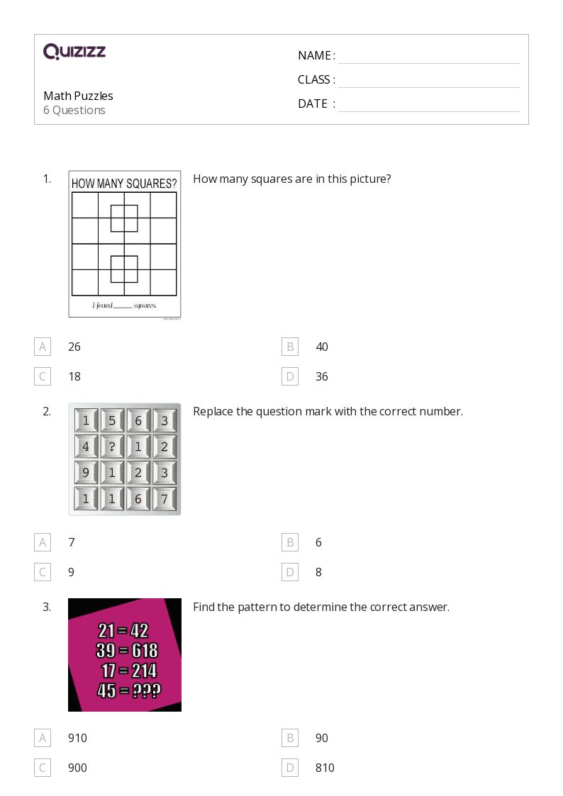 50+ Math Puzzles worksheets for 2nd Class on Quizizz Free & Printable