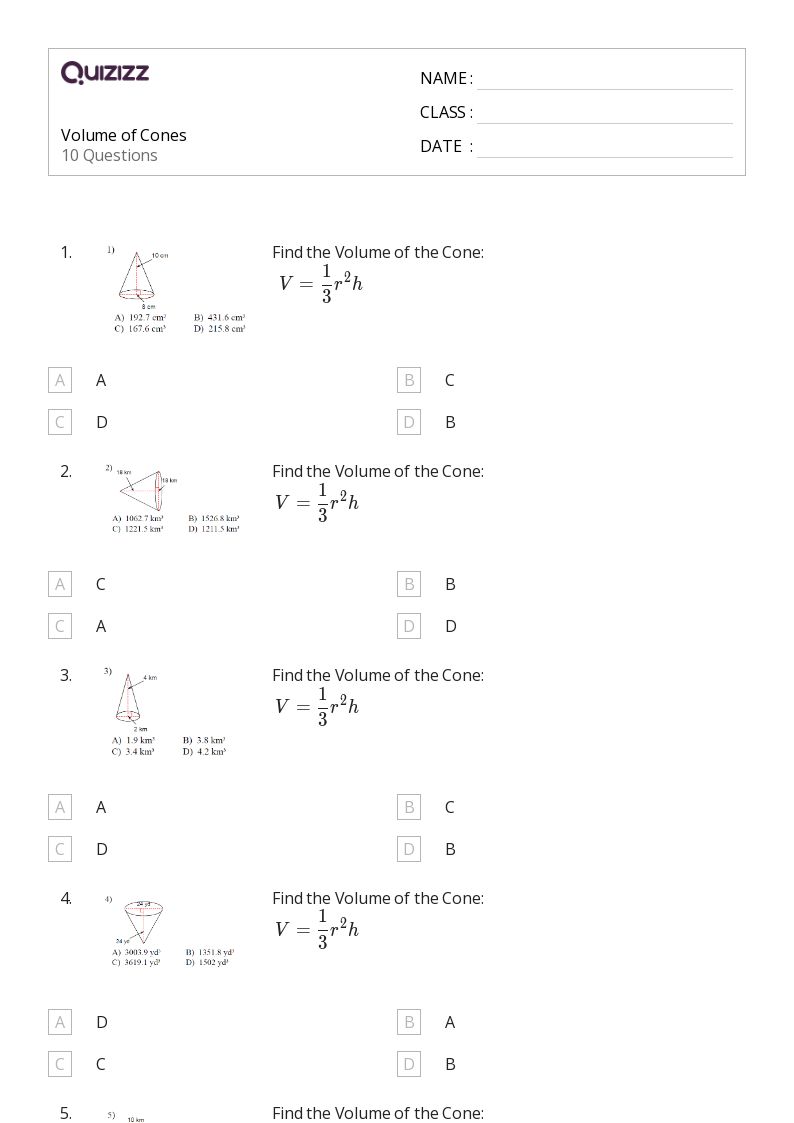 50+ Volume worksheets for 4th Grade on Quizizz Free & Printable