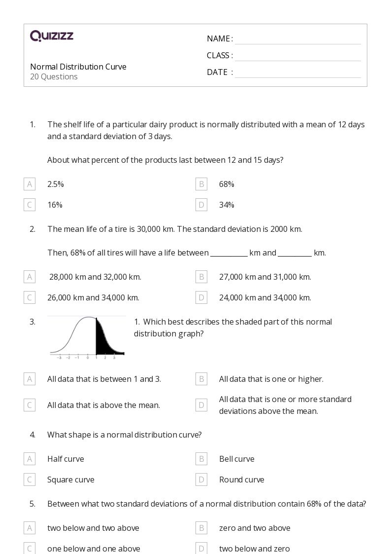 50+ normal distribution worksheets for 11th Grade on Quizizz Free & Printable