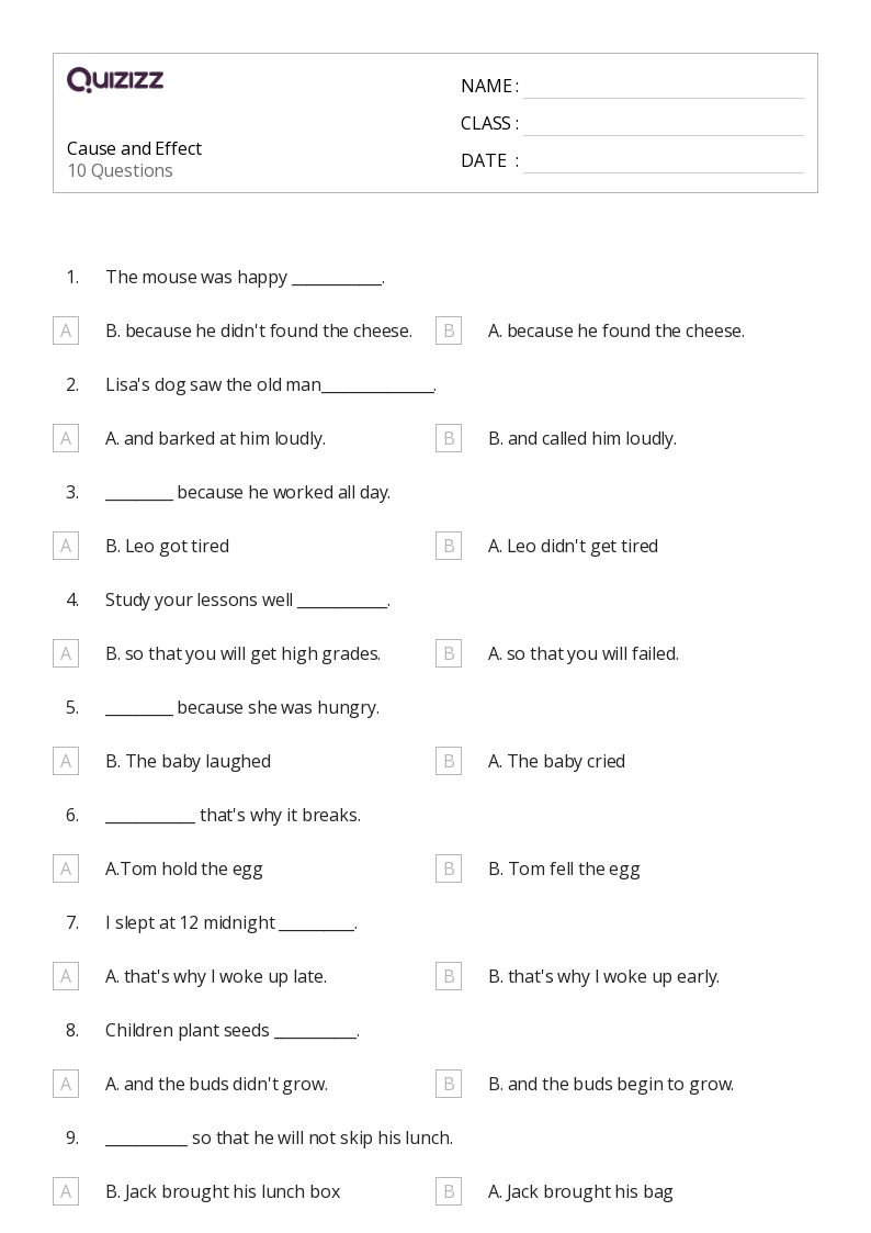 50+ Cause and Effect worksheets for Kindergarten on Quizizz | Free