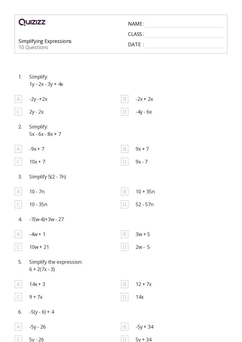 50+ Factoring Expressions worksheets for 3rd Year on Quizizz Free & Printable