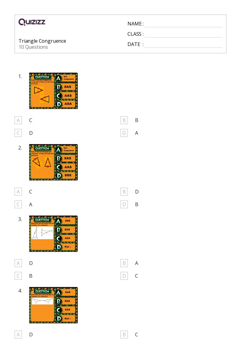 50+ congruence worksheets for Grade 9 on Quizizz Free & Printable