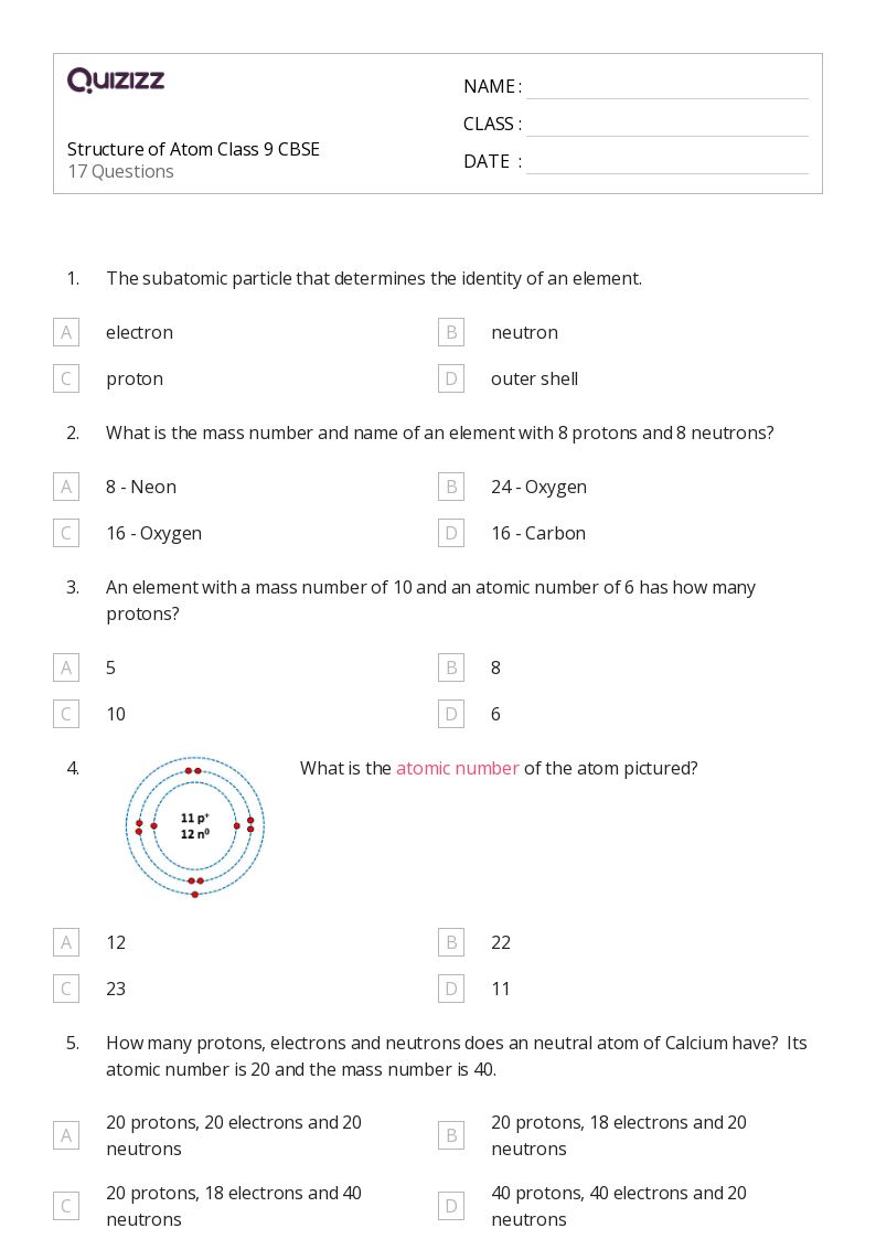 Printable electronic structure of atoms Worksheets Quizizz