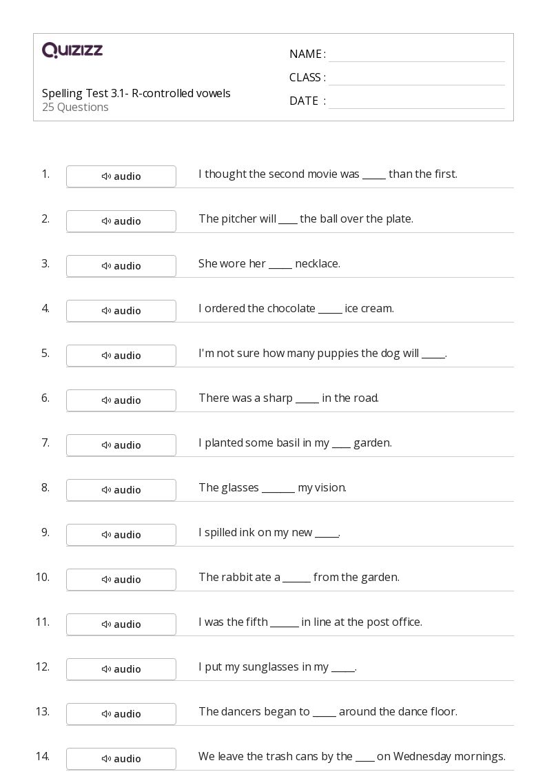 50+ RControlled Vowels worksheets for 4th Grade on Quizizz Free & Printable