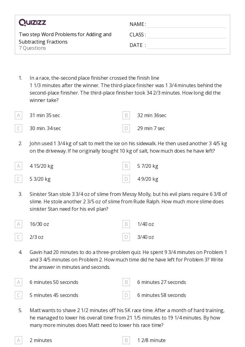 50+ TwoStep Word Problems worksheets for 6th Year on Quizizz Free & Printable