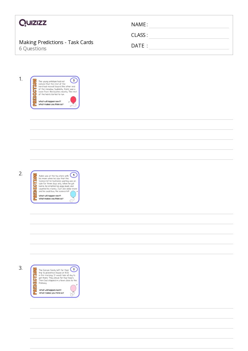 50+ Making Predictions worksheets for 4th Grade on Quizizz Free & Printable
