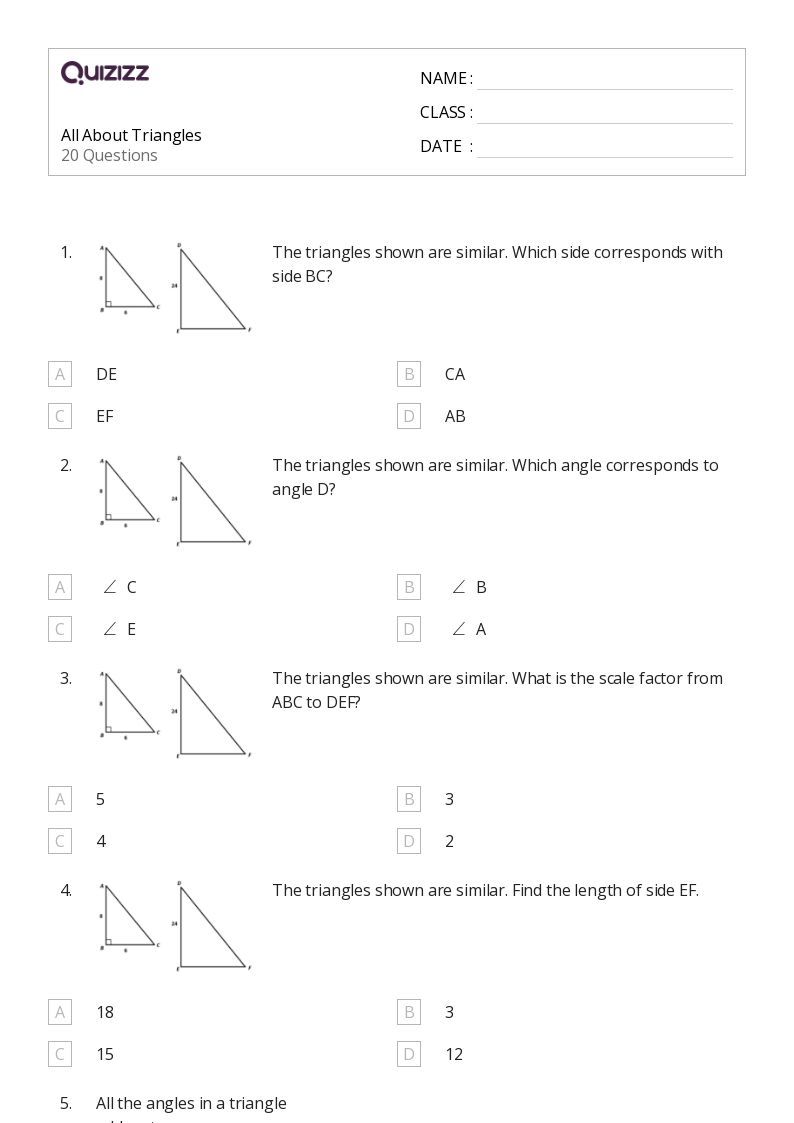 50+ Triangles worksheets for 7th Grade on Quizizz Free & Printable