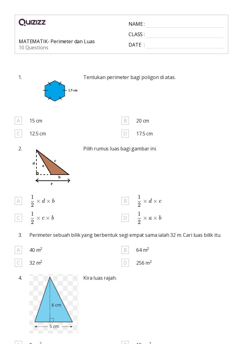 50+ Perimeter worksheets for 1st Grade on Quizizz Free & Printable