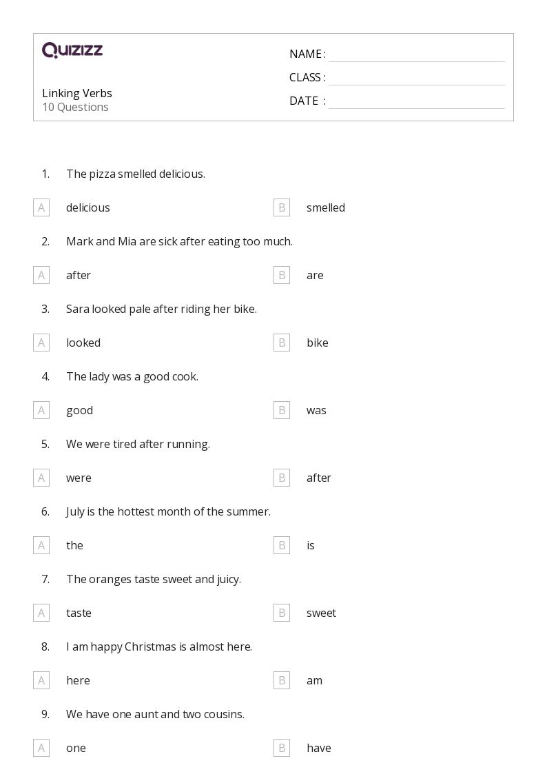 50+ Linking Verbs worksheets for 2nd Grade on Quizizz Free & Printable