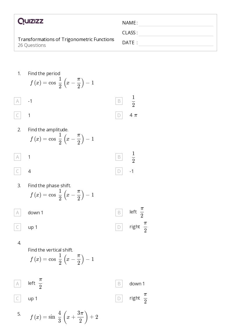 50+ Trigonometric Functions worksheets on Quizizz | Free & Printable