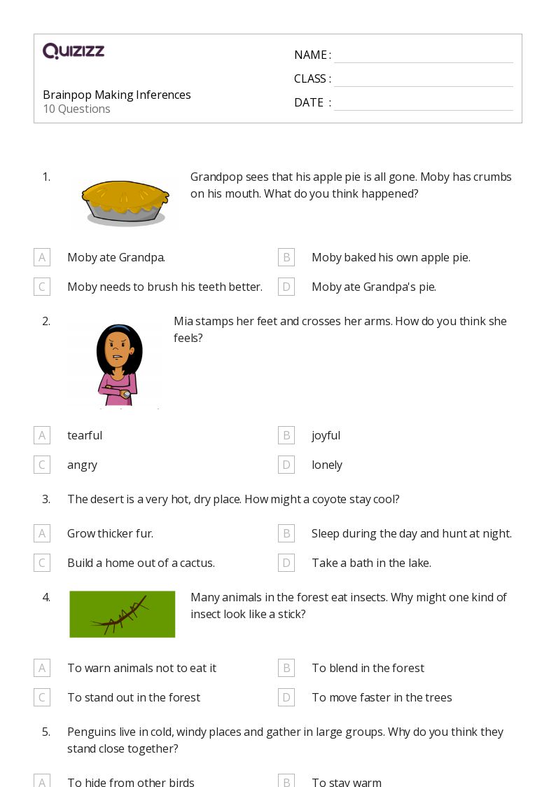 50+ Making Inferences worksheets for 3rd Grade on Quizizz | Free