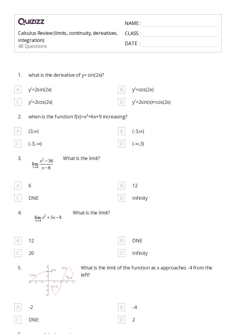 50+ calculus worksheets on Quizizz Free & Printable