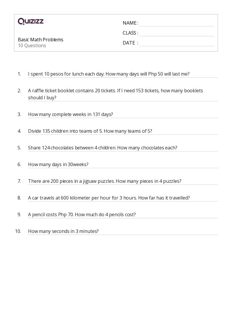 50+ Math Puzzles worksheets for 6th Class on Quizizz Free & Printable