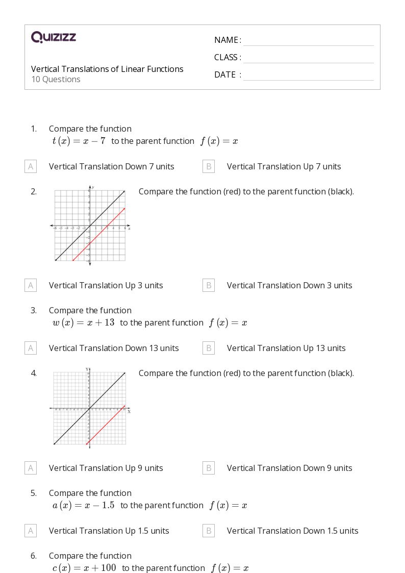 50+ Linear Functions worksheets for 9th Class on Quizizz | Free & Printable