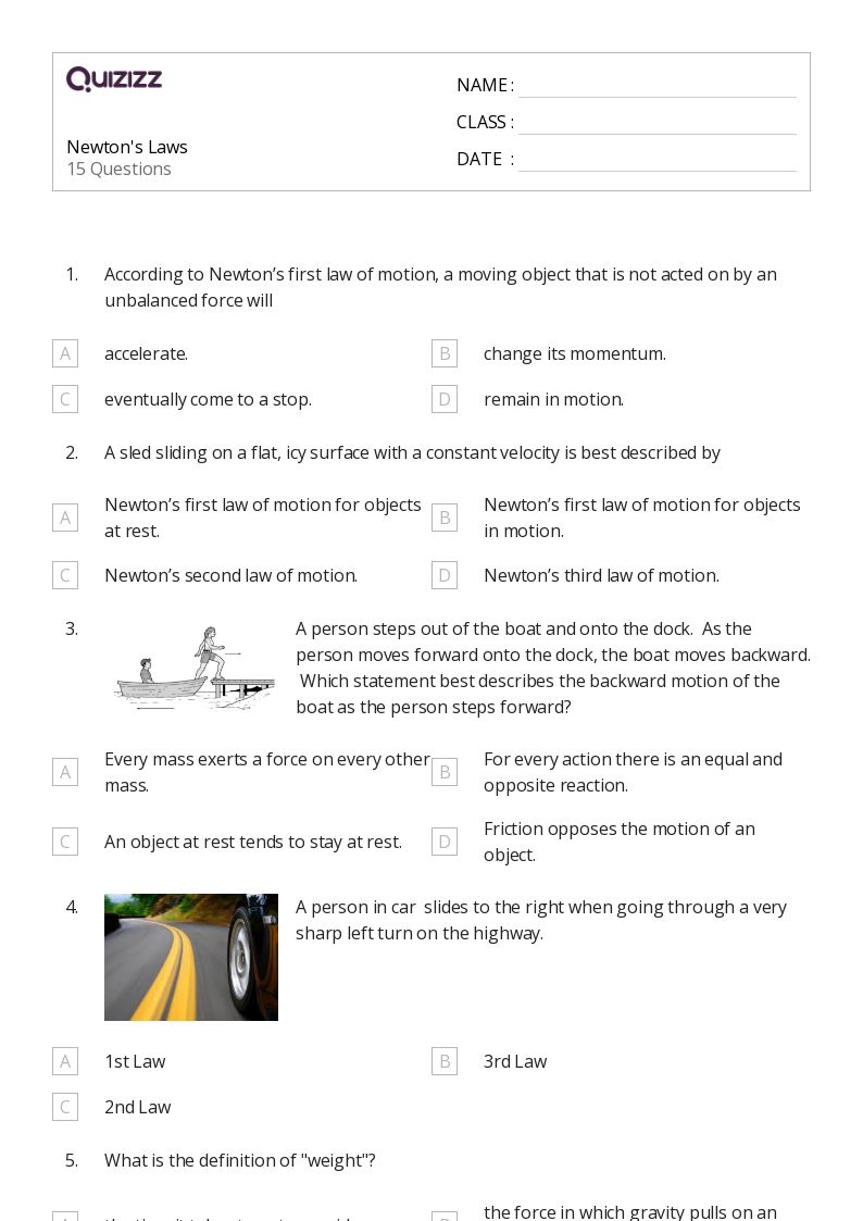 50+ newtons second law worksheets for 10th Class on Quizizz | Free