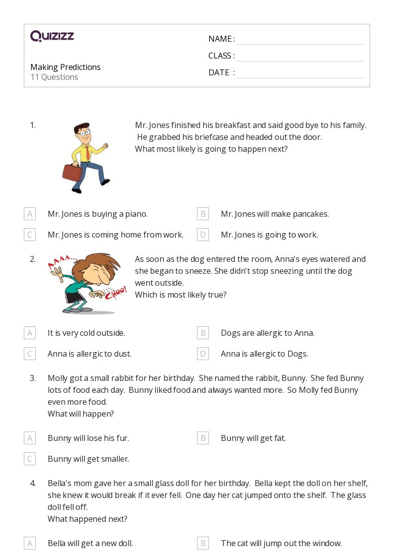 50+ Making Predictions worksheets for 7th Grade on Quizizz Free