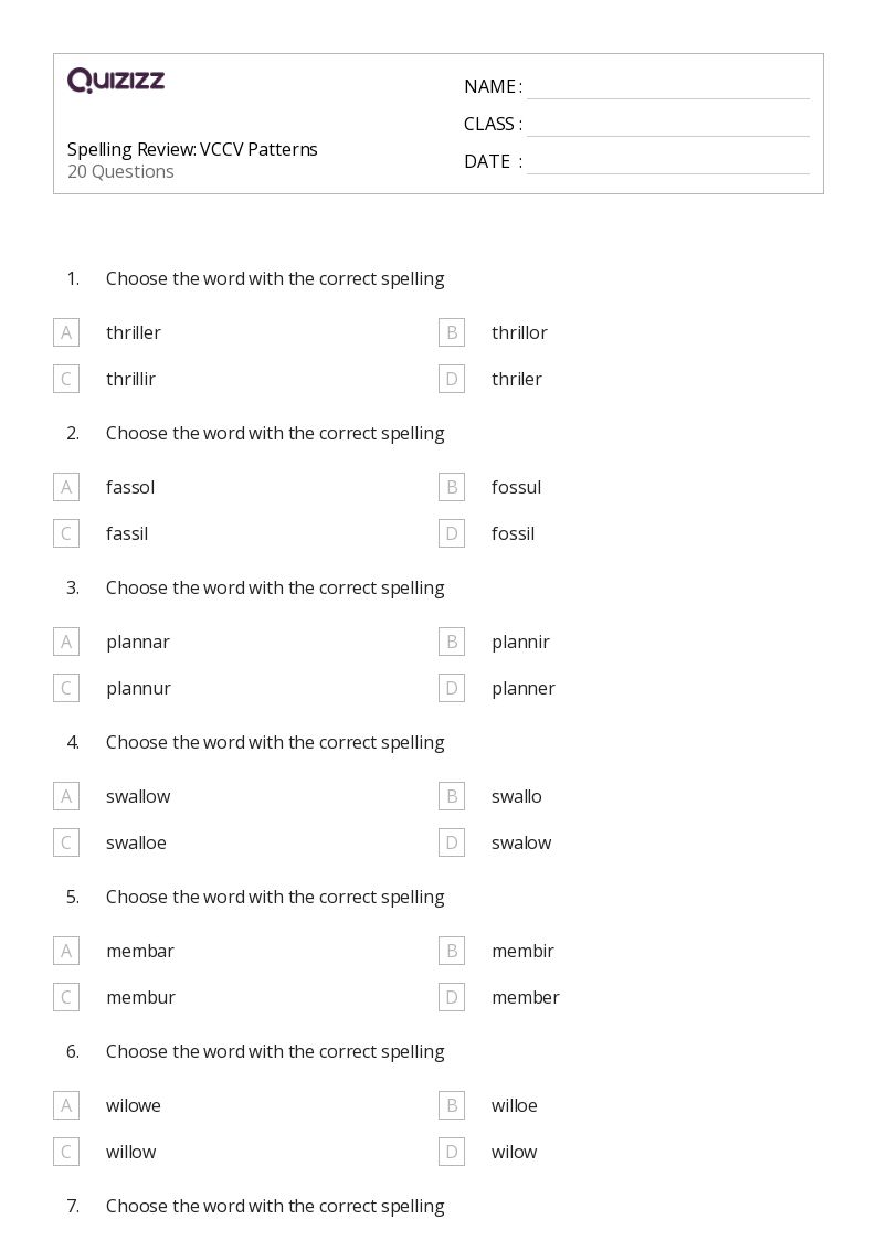 50+ Spelling Patterns worksheets for 4th Year on Quizizz Free & Printable