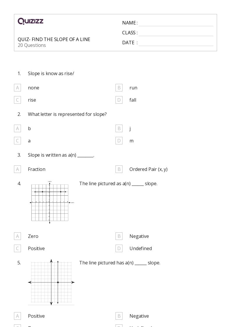 50+ Slope of a Line worksheets for 8th Grade on Quizizz | Free & Printable