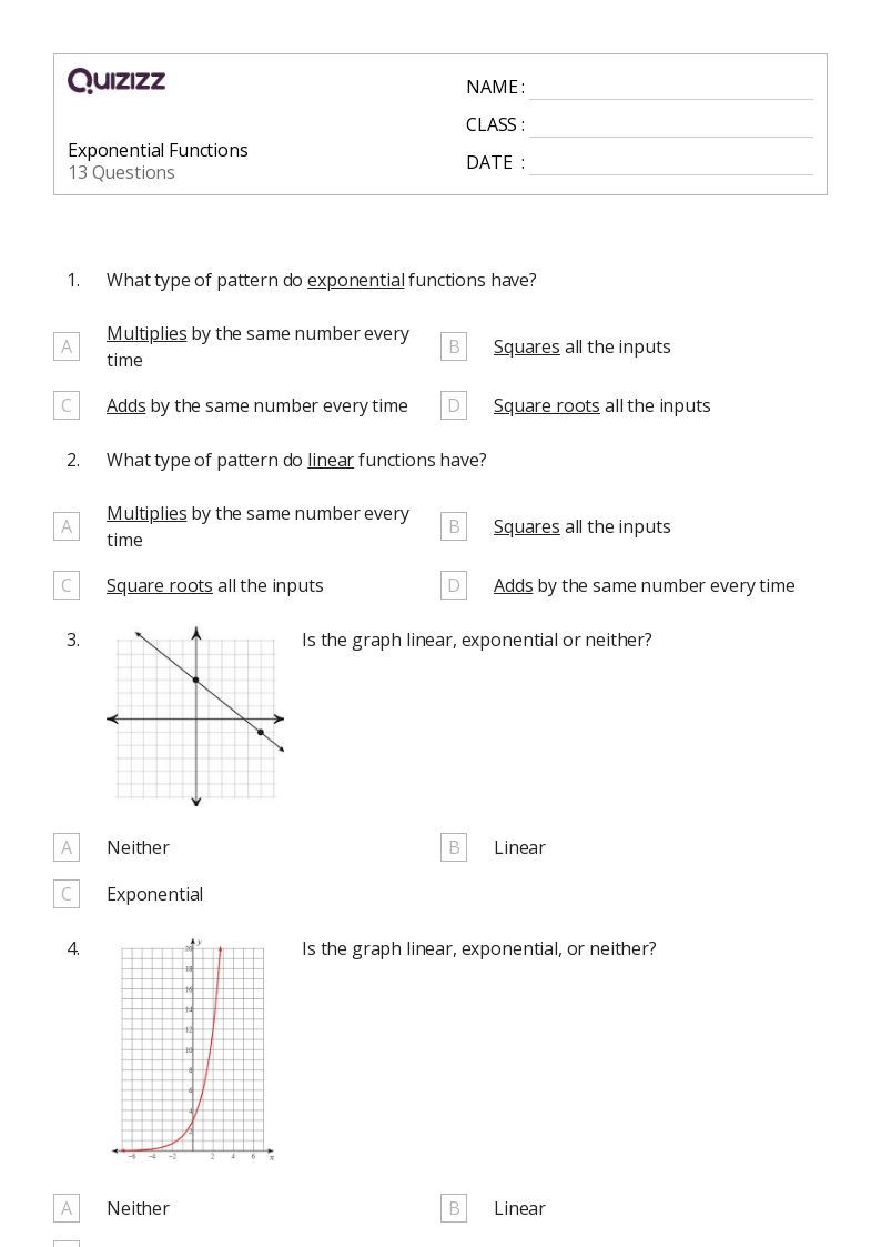 50+ Functions worksheets for 8th Grade on Quizizz Free & Printable
