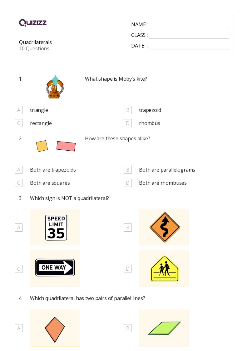 50+ Quadrilaterals worksheets on Quizizz | Free & Printable
