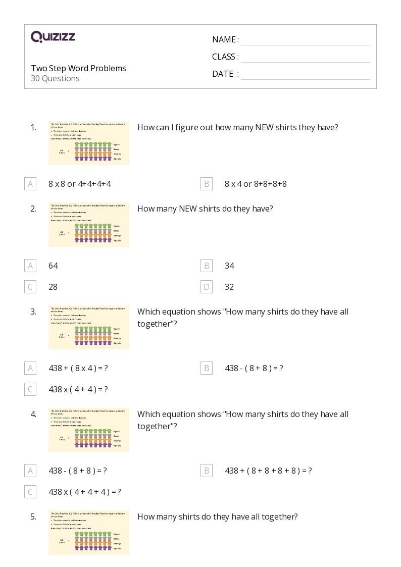 50+ TwoStep Word Problems worksheets for 3rd Grade on Quizizz Free