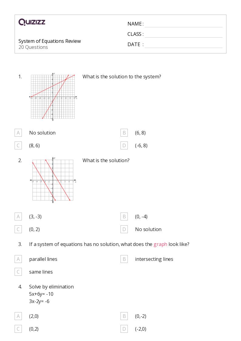 50+ Inequalities and System of Equations worksheets on Quizizz Free & Printable