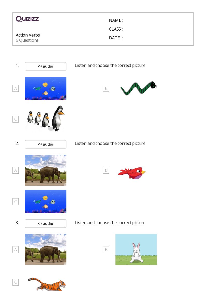 50+ Action Verbs worksheets for 2nd Grade on Quizizz Free & Printable