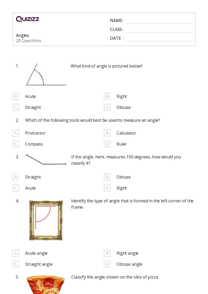 50+ Angles worksheets for 5th Grade on Quizizz Free & Printable