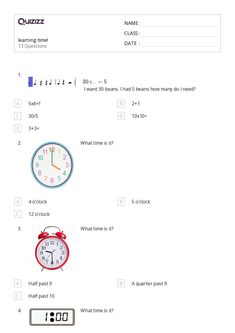 50+ Time worksheets for Grade 1 on Quizizz Free & Printable