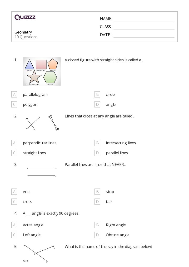50+ Geometry worksheets for 4th Class on Quizizz Free & Printable