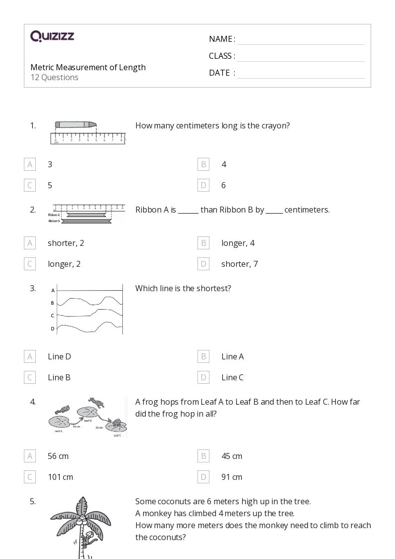 50+ Metric Measurement worksheets for 2nd Class on Quizizz Free & Printable