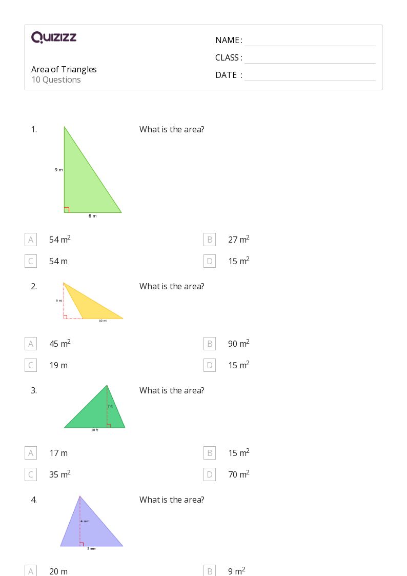 50+ Area of a Triangle worksheets for 3rd Year on Quizizz Free