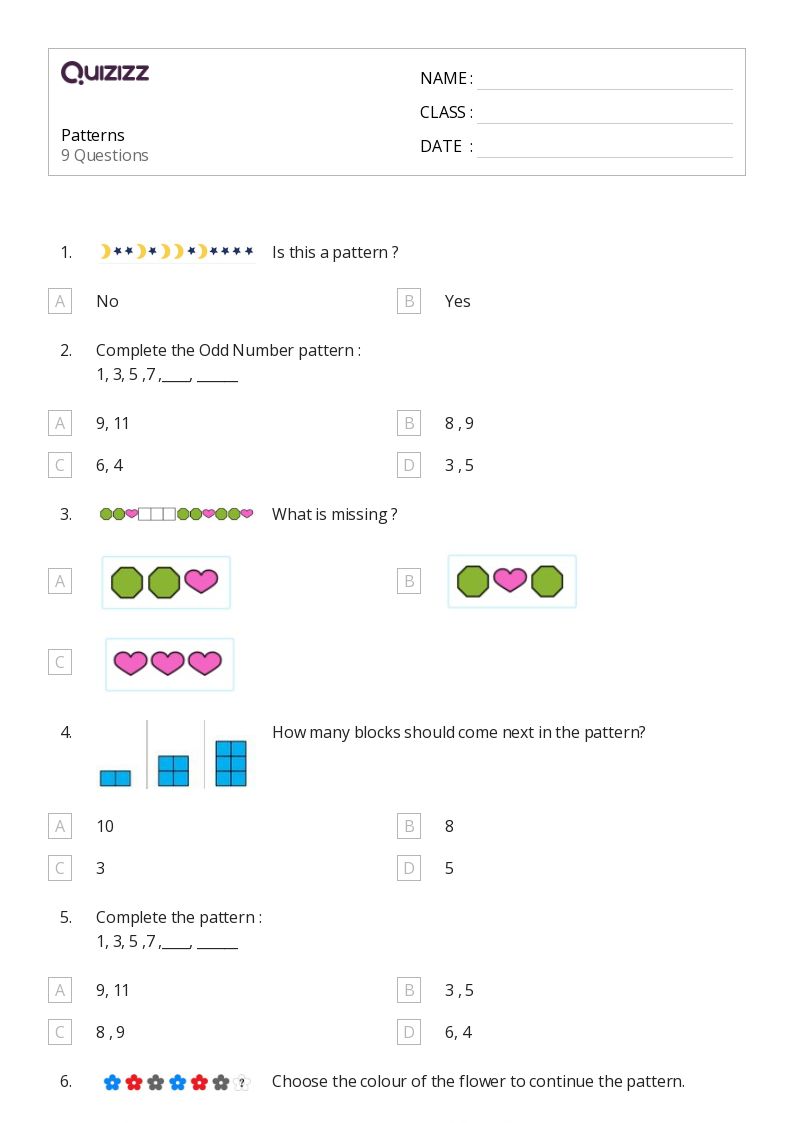 50+ Number Patterns worksheets on Quizizz Free & Printable